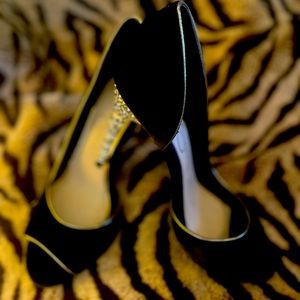 Black rhinestones heels